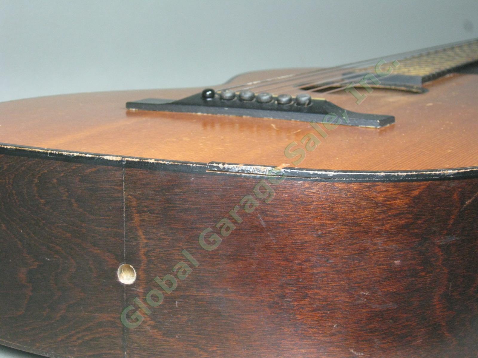 Vtg 1920s 1930s B&J Serenader 6-String Acoustic Parlor Guitar W/ Case Regal Kay 15