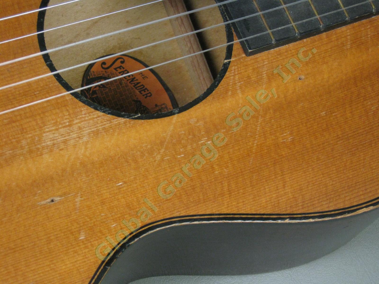 Vtg 1920s 1930s B&J Serenader 6-String Acoustic Parlor Guitar W/ Case Regal Kay 16