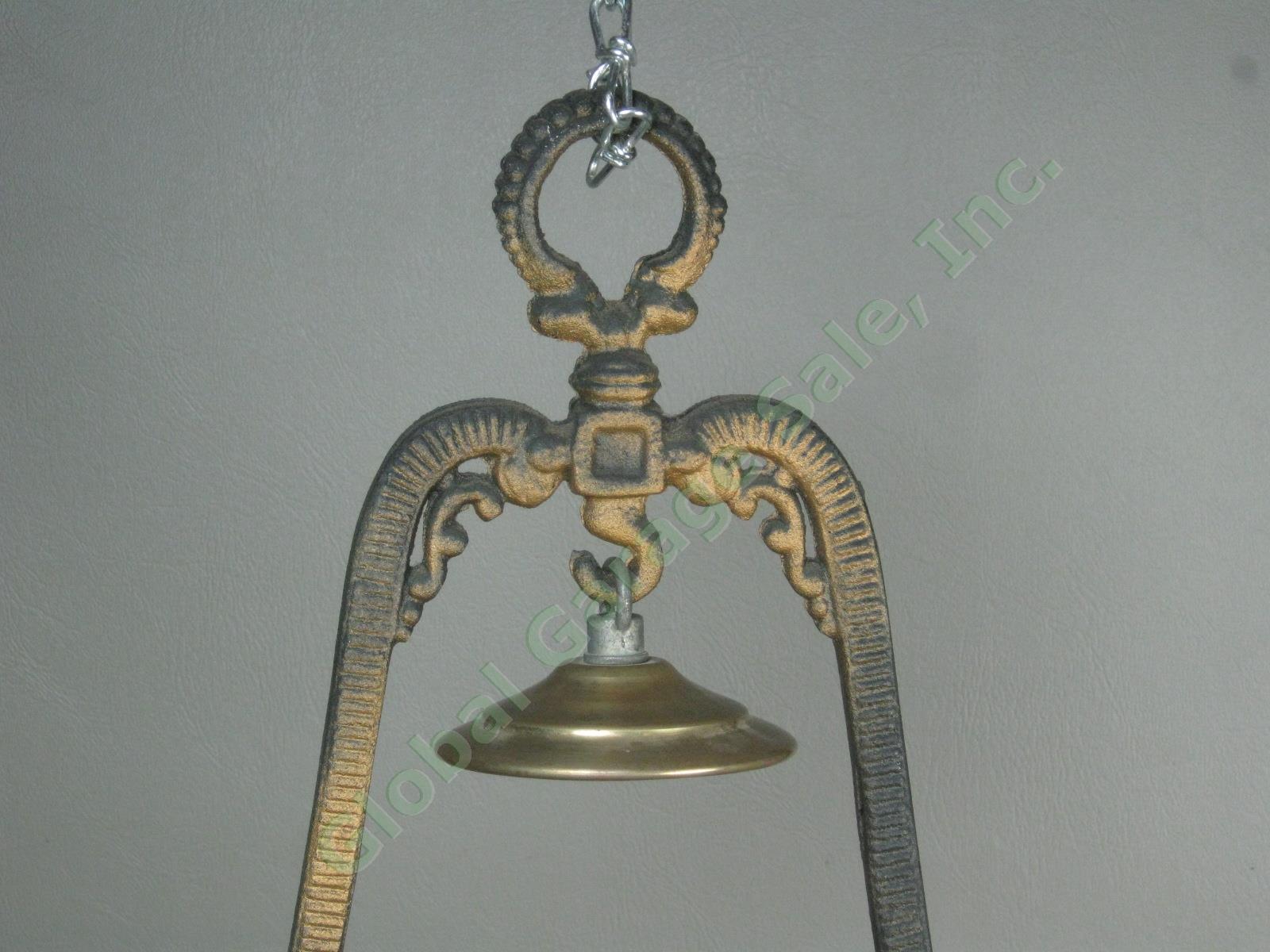 Rare Vtg Antique White Flame Light Co 23" Hanging Metal Glass Brass Oil Lamp NR! 1