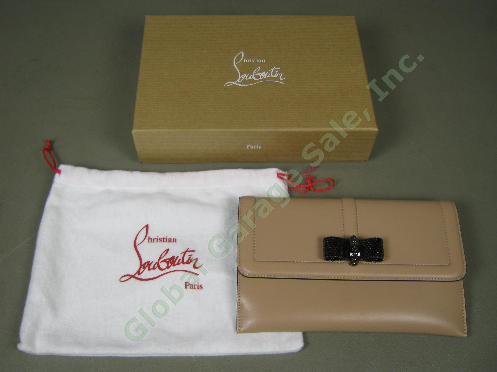 NEW! Christian Louboutin Nude Sweet Charity Sotto Pelle Pouchette Clutch Purse