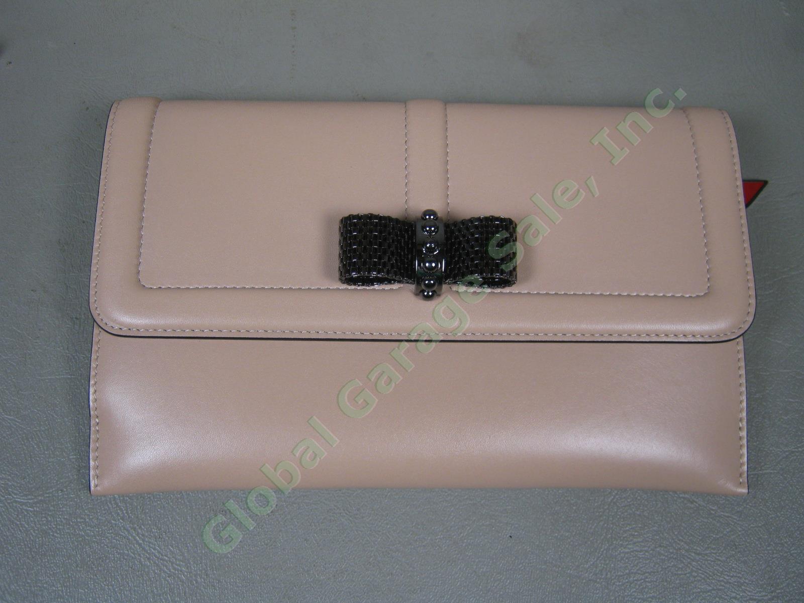 NEW! Christian Louboutin Nude Sweet Charity Sotto Pelle Pouchette Clutch Purse 1