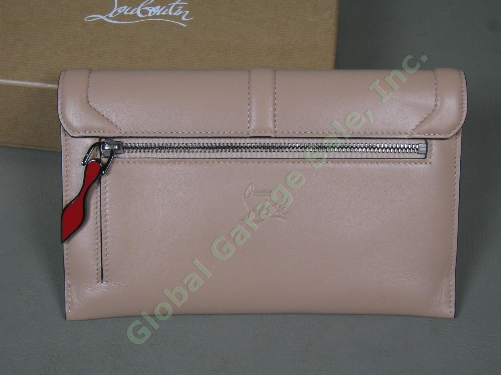 NEW! Christian Louboutin Nude Sweet Charity Sotto Pelle Pouchette Clutch Purse 3