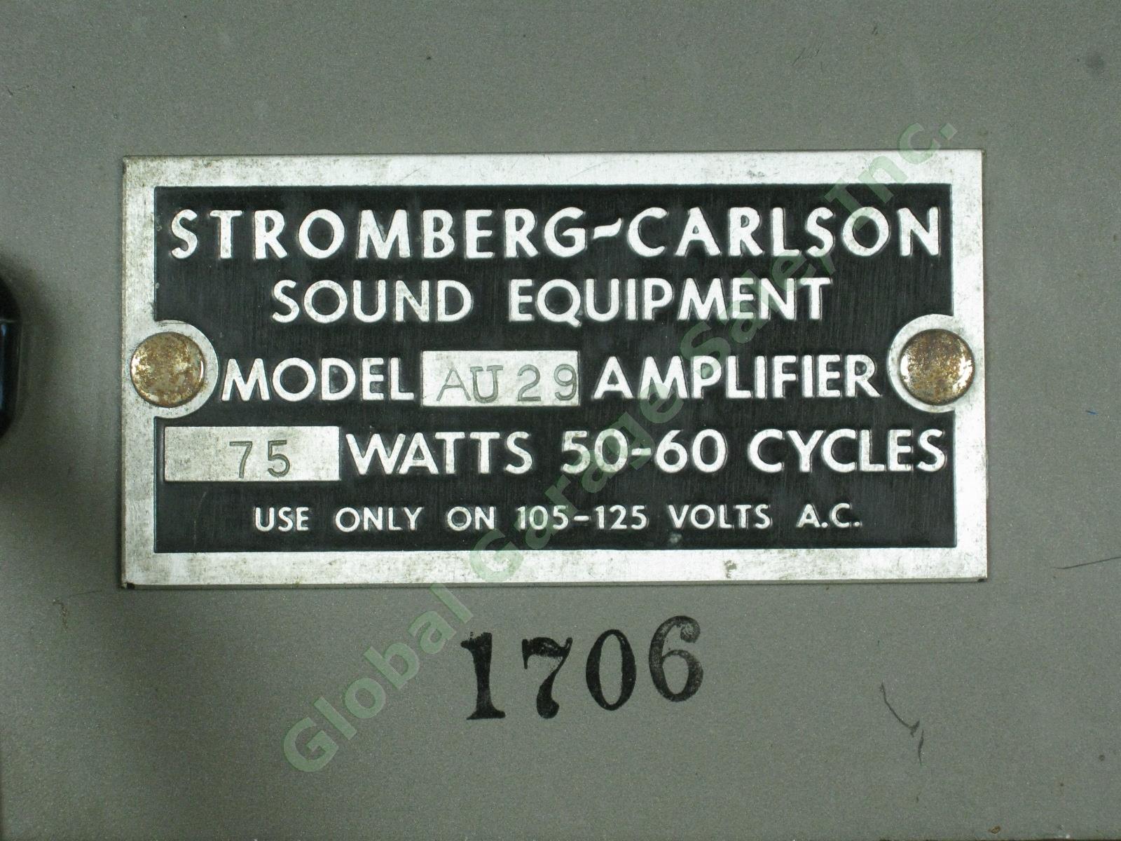 Vtg 1940s Stromberg-Carlson AU 29 10-Watt Vacuum Tube Amplifier Amp Untested NR! 5