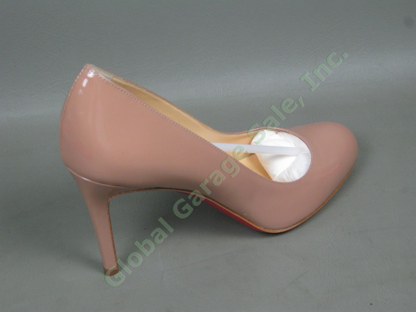 NEW Christian Louboutin Nude Simple Patent Calf Leather Pump 90mm Heel 37.5/7.5 5