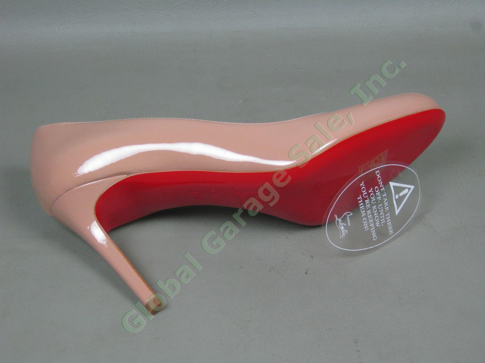 NEW Christian Louboutin Nude Simple Patent Calf Leather Pump 90mm Heel 37.5/7.5 6