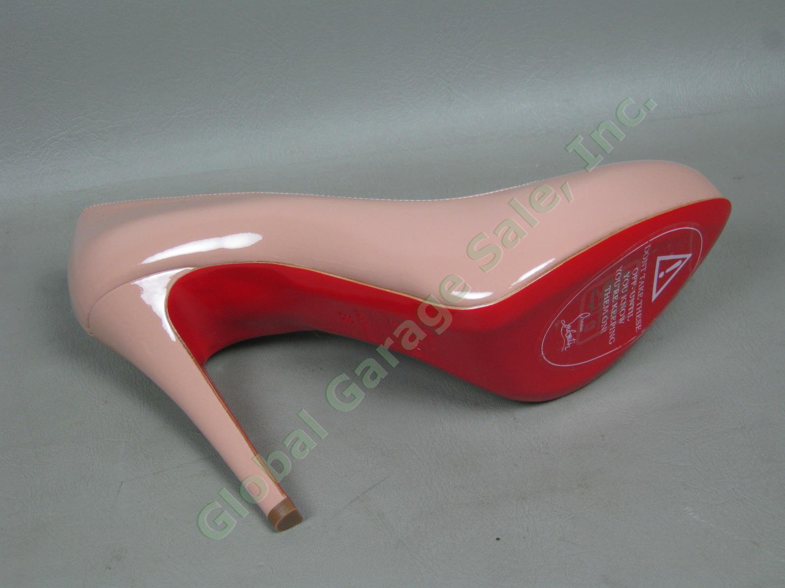 NEW Christian Louboutin Nude Simple Patent Leather Platform Pump 120mm Heel 38 6