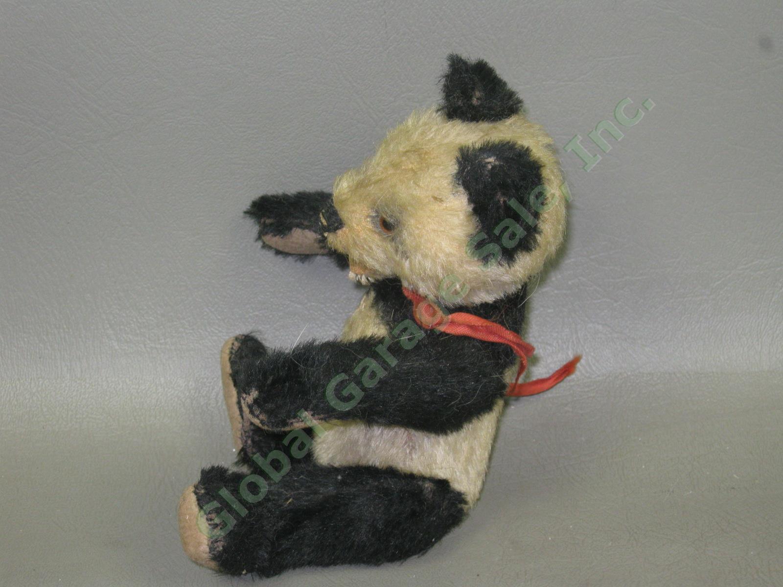 5" Vtg Antique Steiff Fully Jointed Open Mouth Mohair Panda Bear Stuffed Animal 2