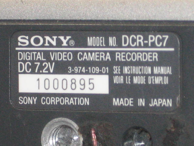 Sony DCR-PC7 MiniDV Mini DV Video Camera Recorder NR 10