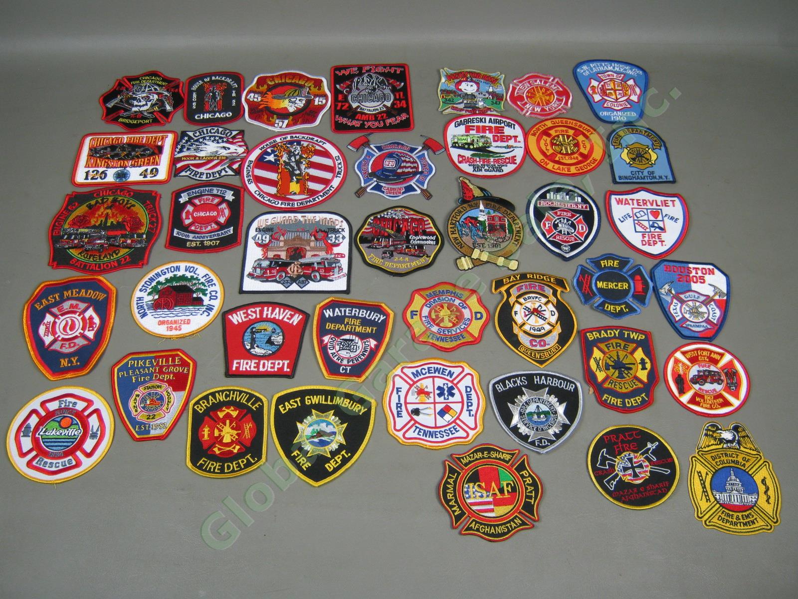 40 New & Used Fire Dept Firefighter Cloth Patch Lot Chicago New York Afghanistan