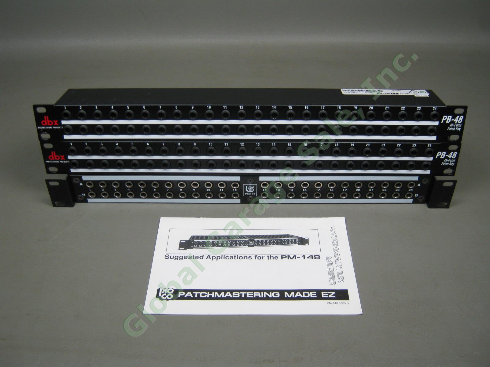 3x 48-Point 1/4" TRS Patch Bay Lot ProCo Patchmaster Series PM148 + 2x DBX PB-48