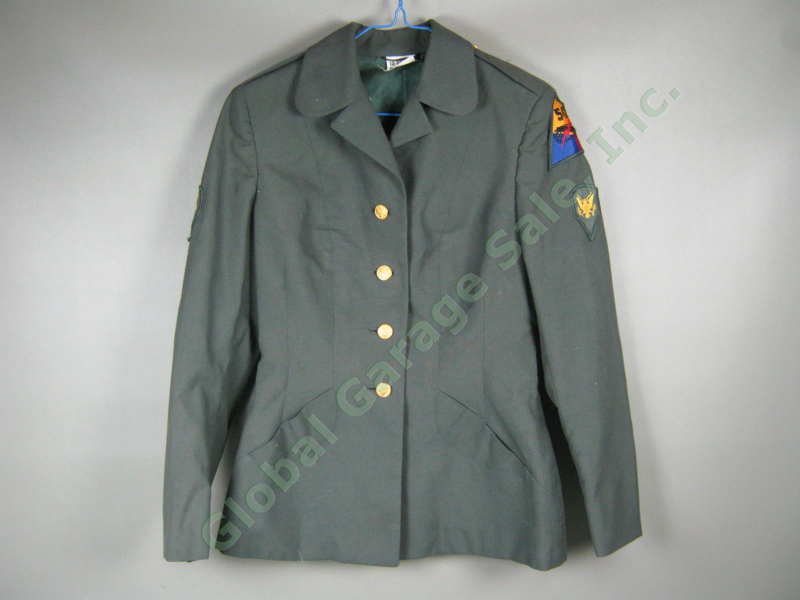 Vtg Womens Army Corps WAC Uniform Lot Green Cord Skirt Jacket Cap AG-344 Dress 1