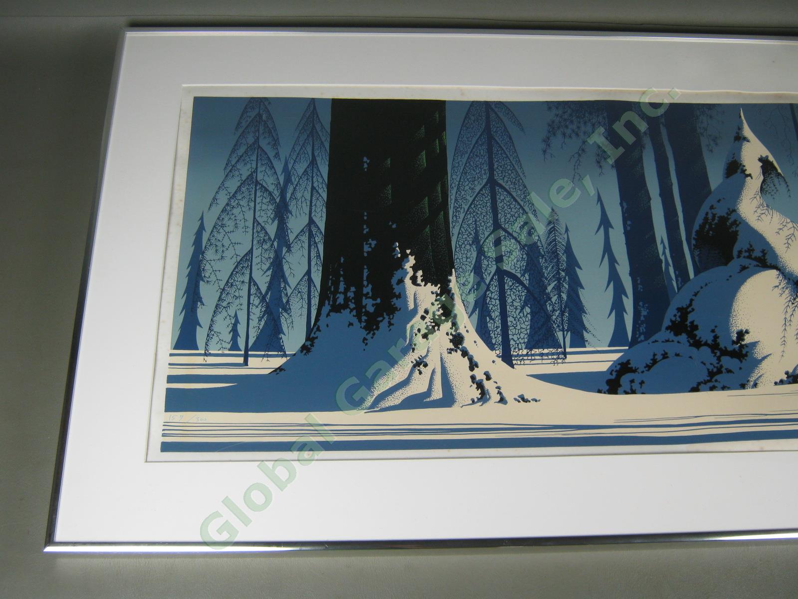 RARE Original 1981 Eyvind Earle Signed Serigraph Print Winter Ltd #157/300 15x30 1
