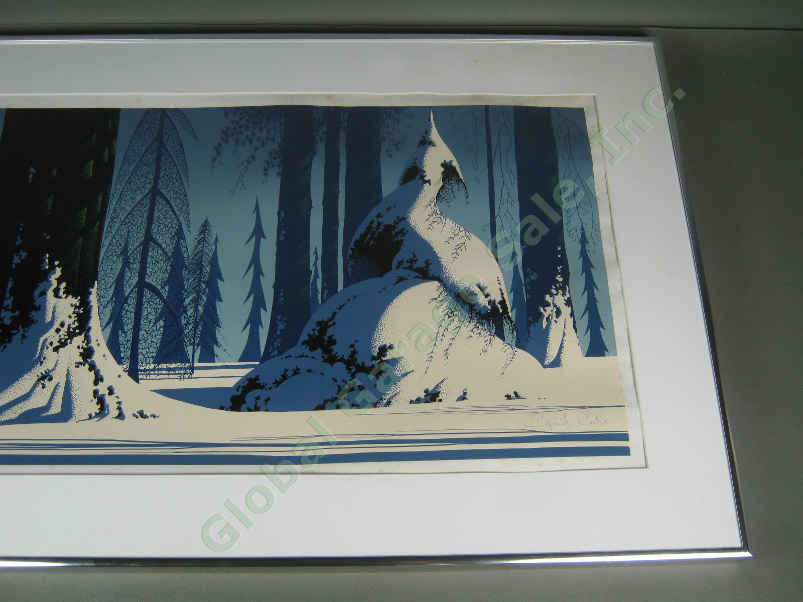 RARE Original 1981 Eyvind Earle Signed Serigraph Print Winter Ltd #157/300 15x30 2