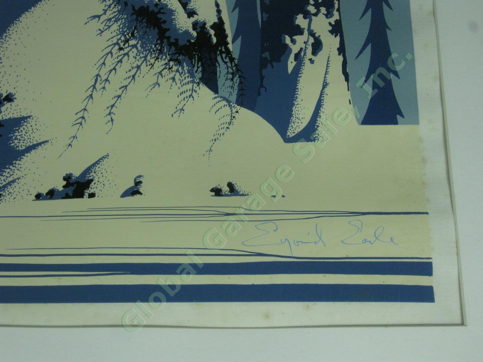 RARE Original 1981 Eyvind Earle Signed Serigraph Print Winter Ltd #157/300 15x30 3