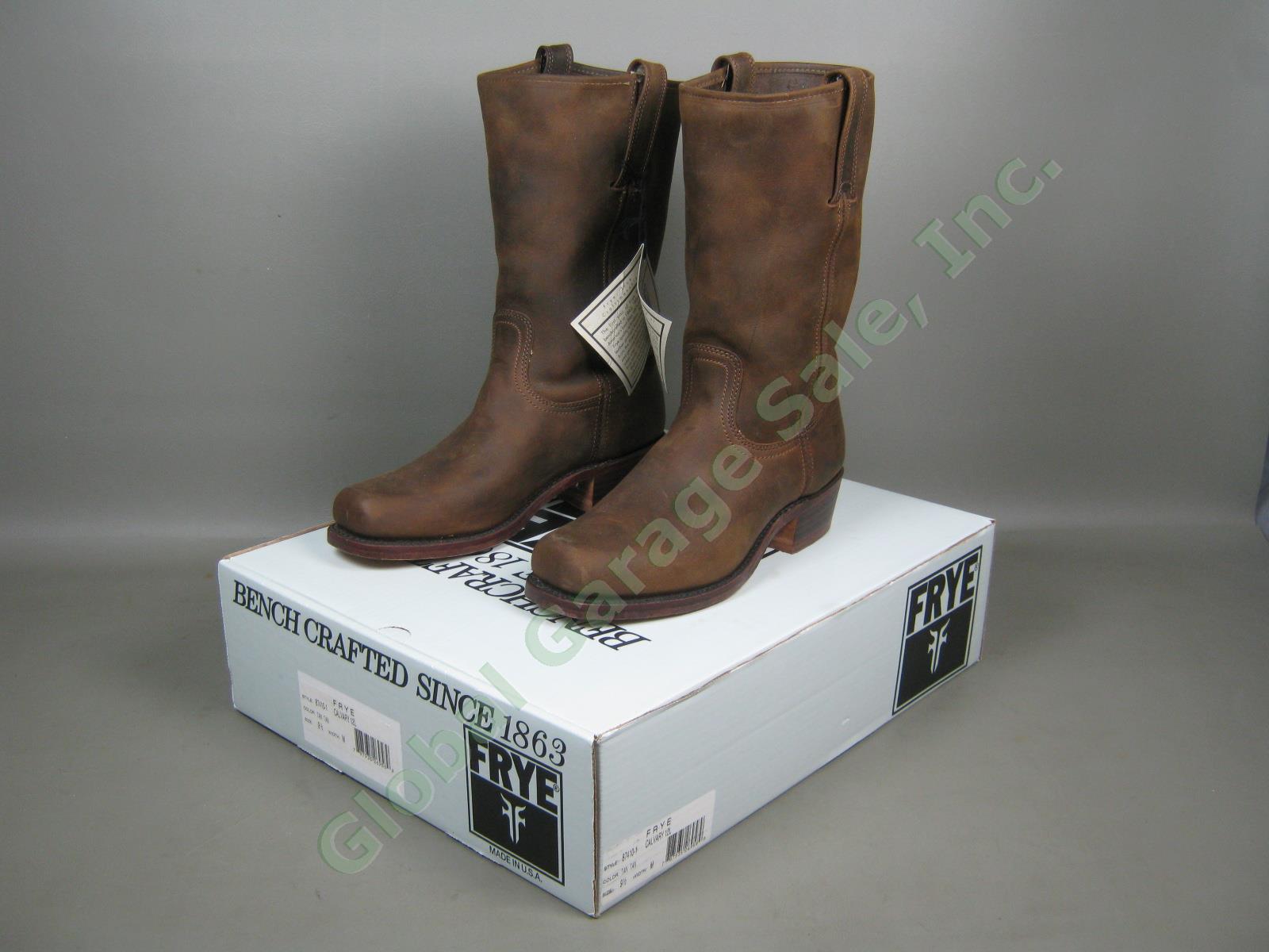 Mens Frye Cavalry 12L Tan Leather Boots Worn Once 9.5 Medium Width W/Box 87410-1