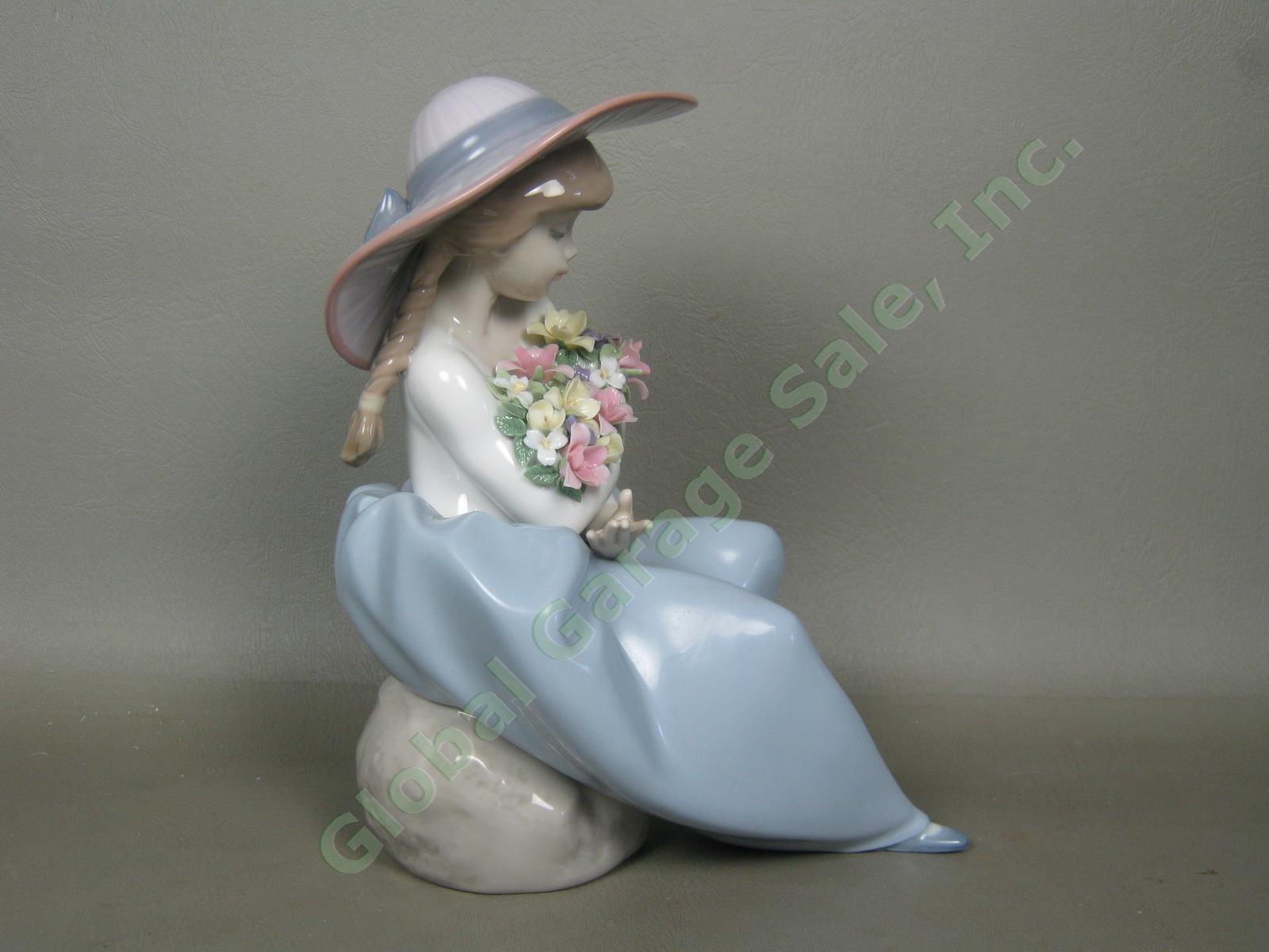 Vtg 1990 Lladro Figurine Fragrant Bouquet #5862 Girl w/ Flowers Mint In Box! NR! 3