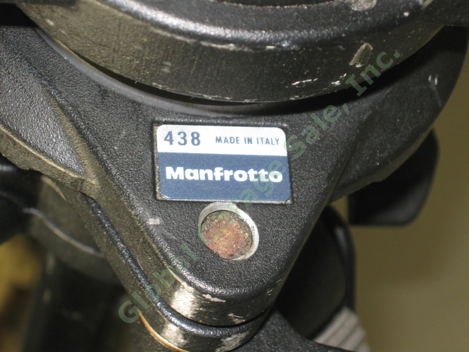 Manfrotto 3433 501 Head 3221WN 3-Stage Leg Tripod 438 Leveling Head +Mount Plate 4