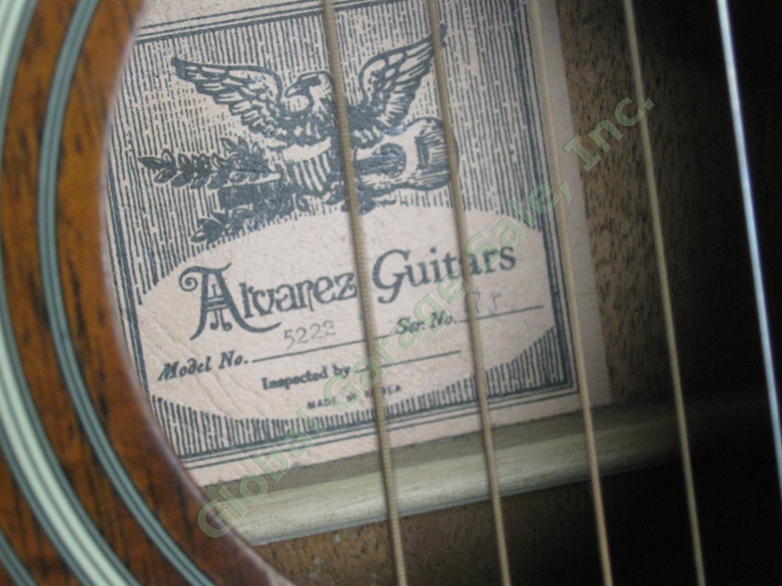 Vtg Alvarez 5222 Acoustic Mahogany Guitar W/ Hard Case Strap Pitch Pipe Bundle 7