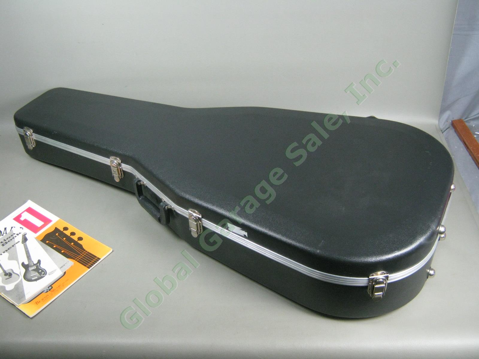 Vtg Alvarez 5222 Acoustic Mahogany Guitar W/ Hard Case Strap Pitch Pipe Bundle 16