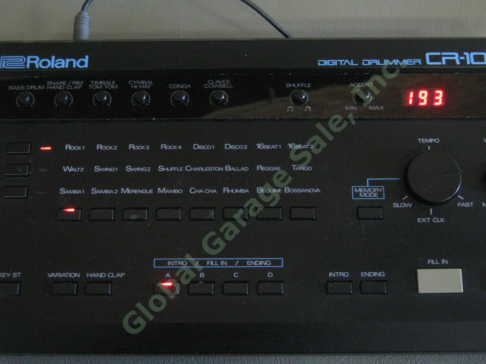 Vtg Roland CR-1000 Digital Drummer Drum Machine + AC Adapter Foot Switch Bundle+ 2