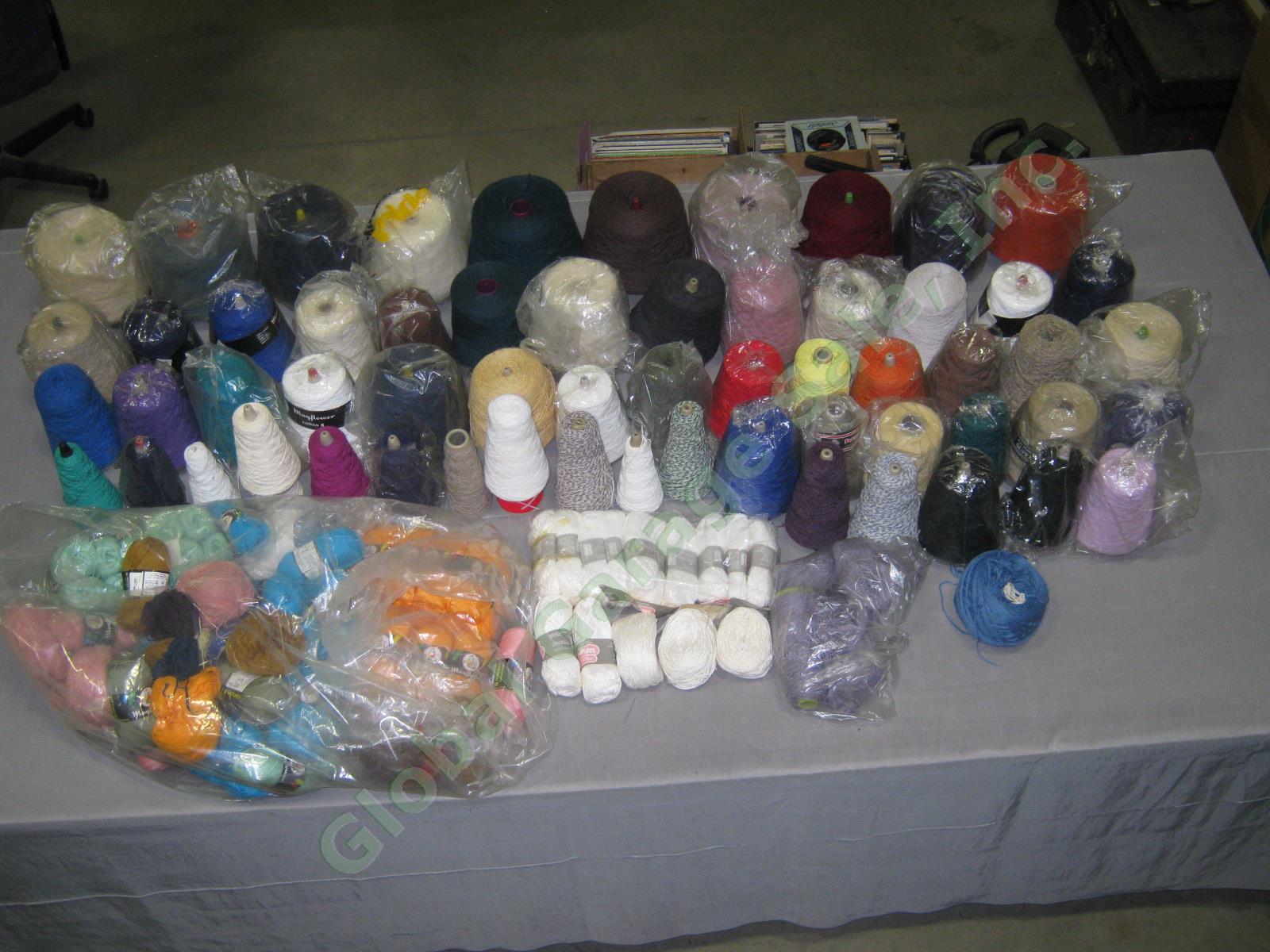 HUGE KNITTING YARN LOT Assorted Colors 1lb 2lb 3lb Wool Cotton Cone Skein ~35lbs