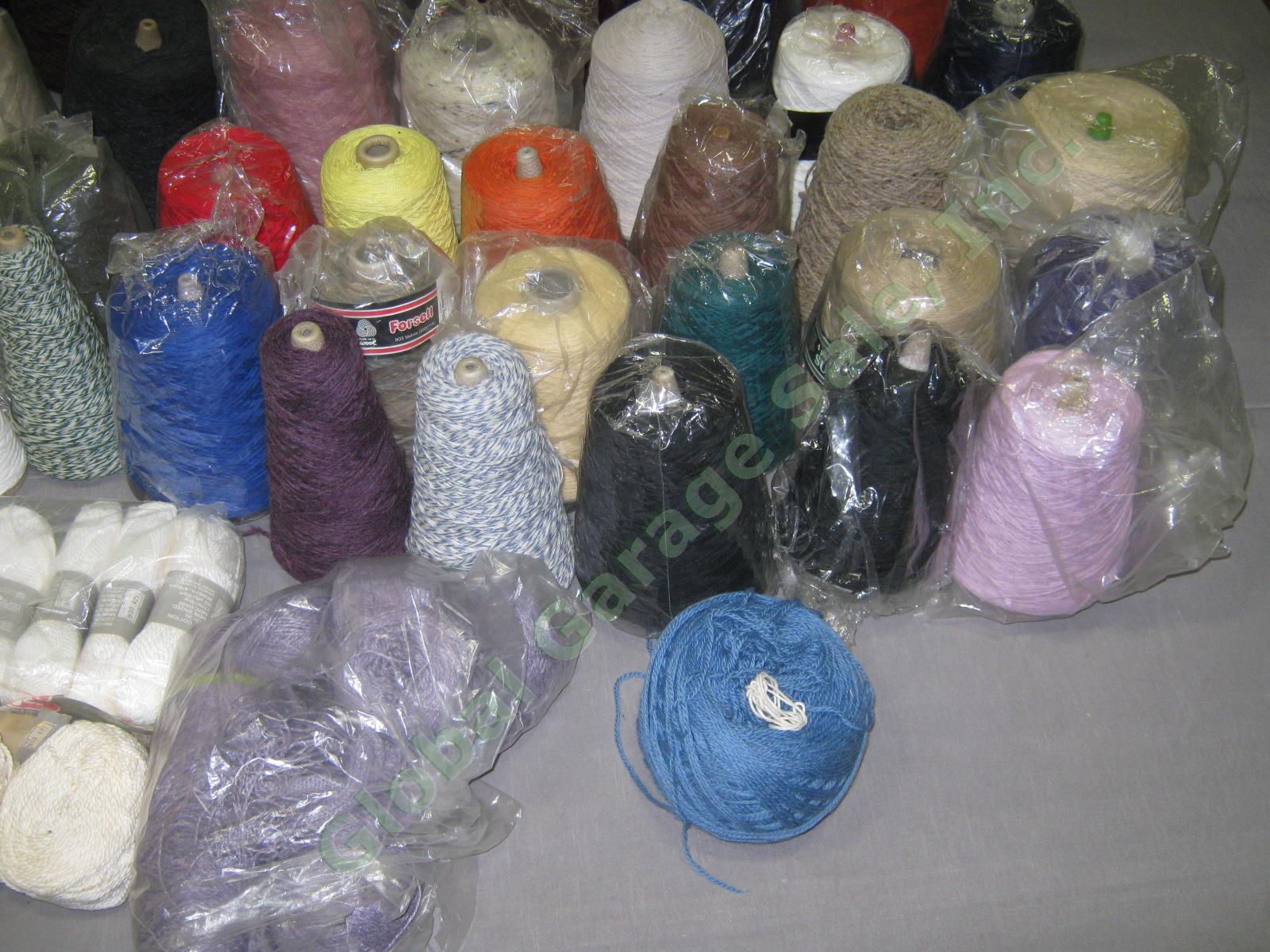 HUGE KNITTING YARN LOT Assorted Colors 1lb 2lb 3lb Wool Cotton Cone Skein ~35lbs 3
