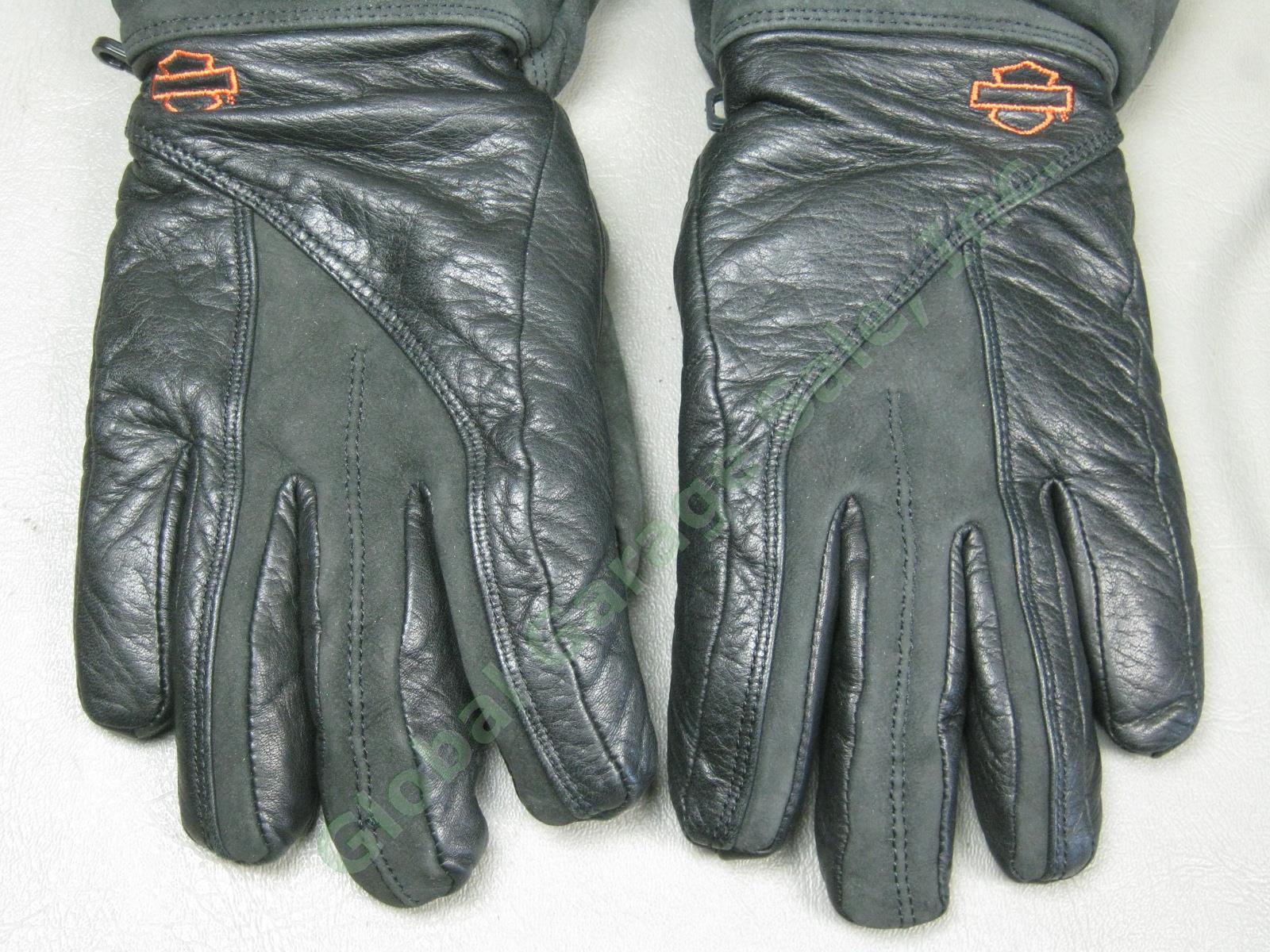 Harley Davidson Heated Black Leather Motorcycle Gloves Womens Small 98350-09VW 1