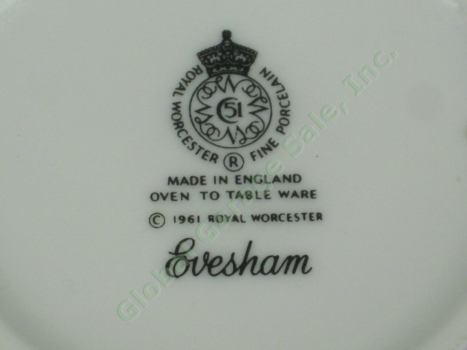 8 1961 Royal Worcester Evesham Porcelain China Cream Soup Bowl 8 Saucer Set 4