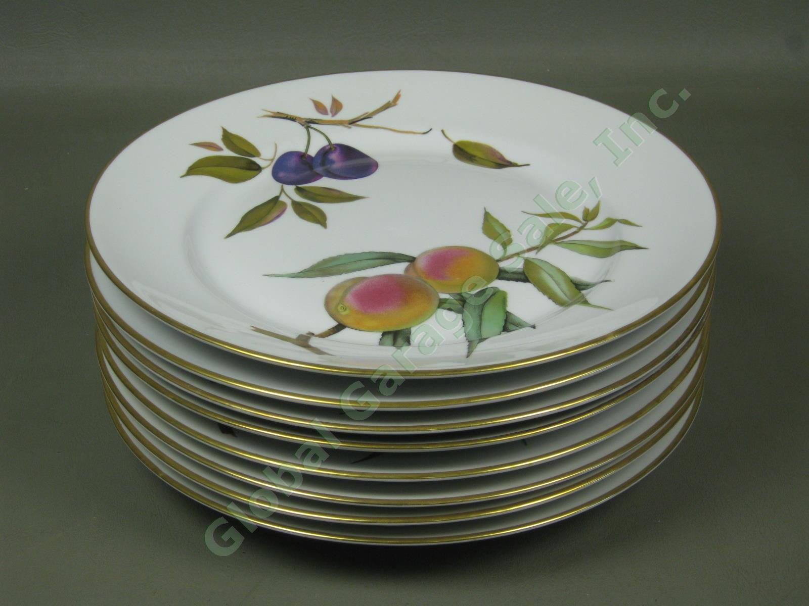 8 Vtg 1961 Royal Worcester Evesham Porcelain China 10" Dinner Plate Set Lot