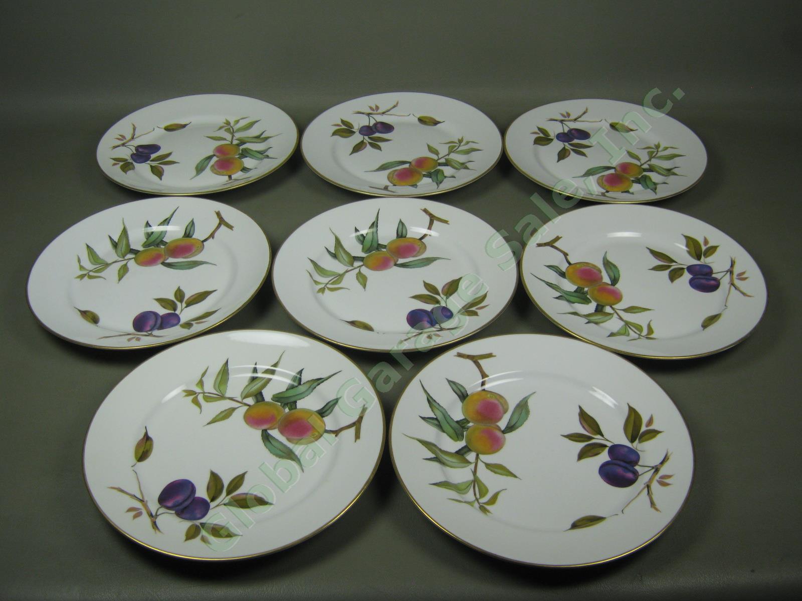 8 Vtg 1961 Royal Worcester Evesham Porcelain China 10" Dinner Plate Set Lot 1