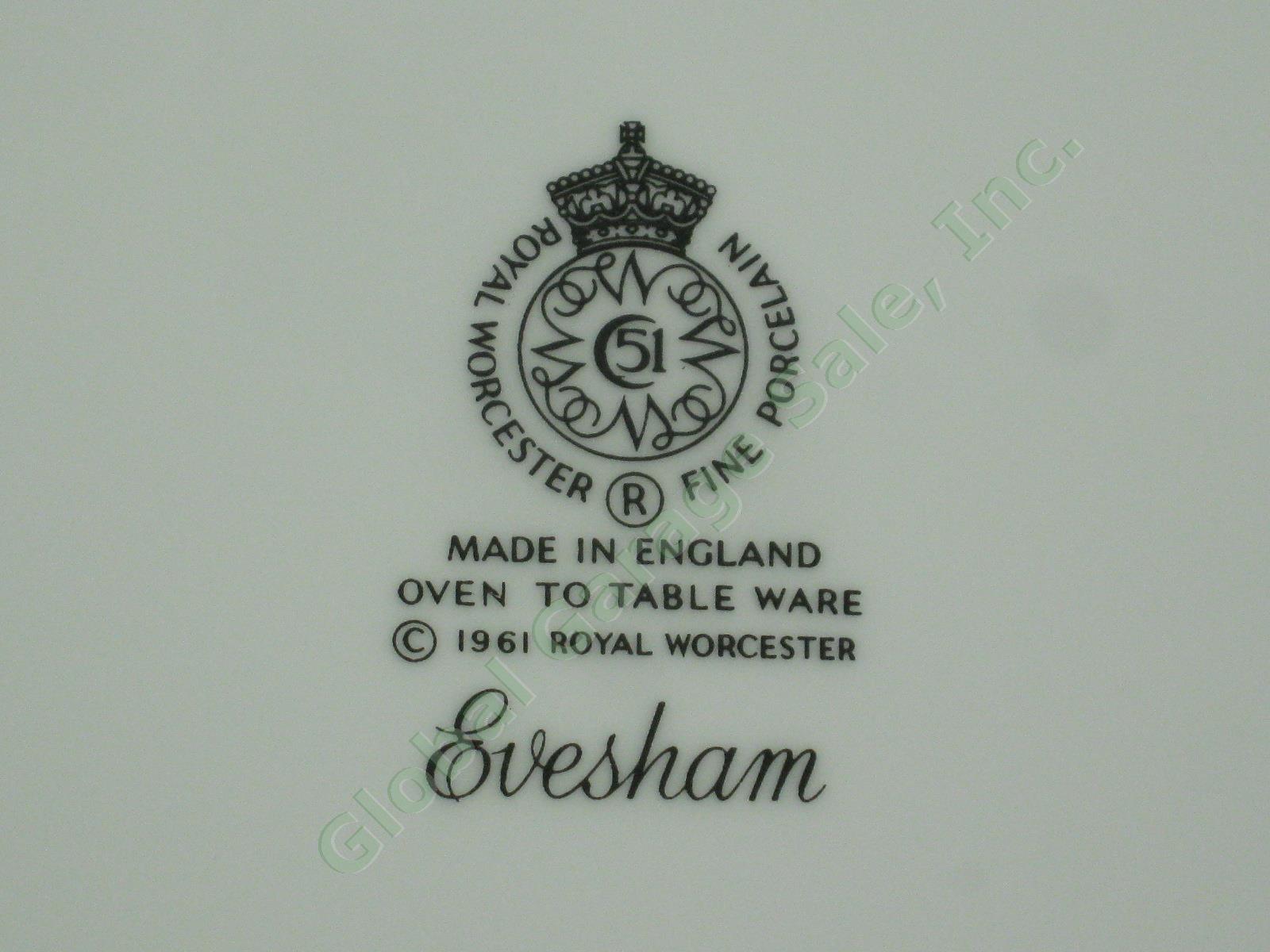 8 Vtg 1961 Royal Worcester Evesham Porcelain China 10" Dinner Plate Set Lot 3
