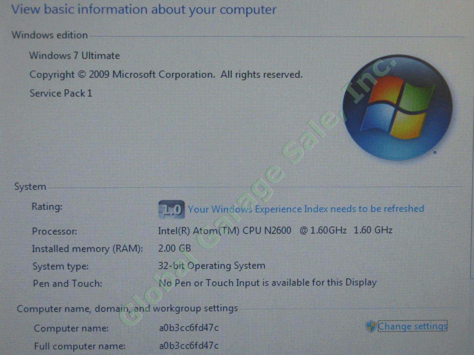 HP Mini 1104 10.1" Netbook Laptop Intel Atom N2600 1.6GHz 2GB RAM 320GB HDD Win7 1