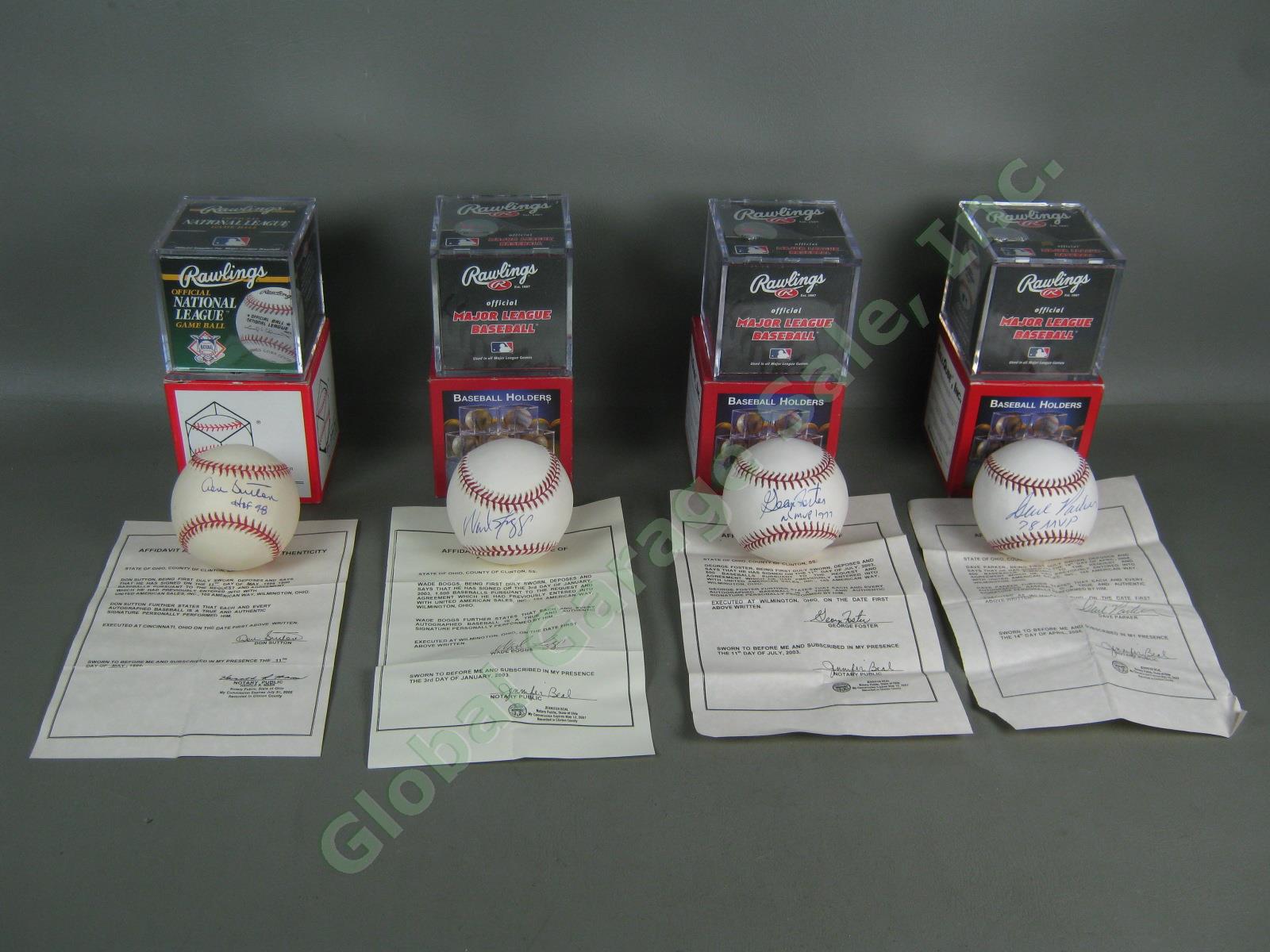 4 Signed Auto MLB Baseballs Lot HOF Don Sutton MVP Dave Parker Foster Boggs COAs