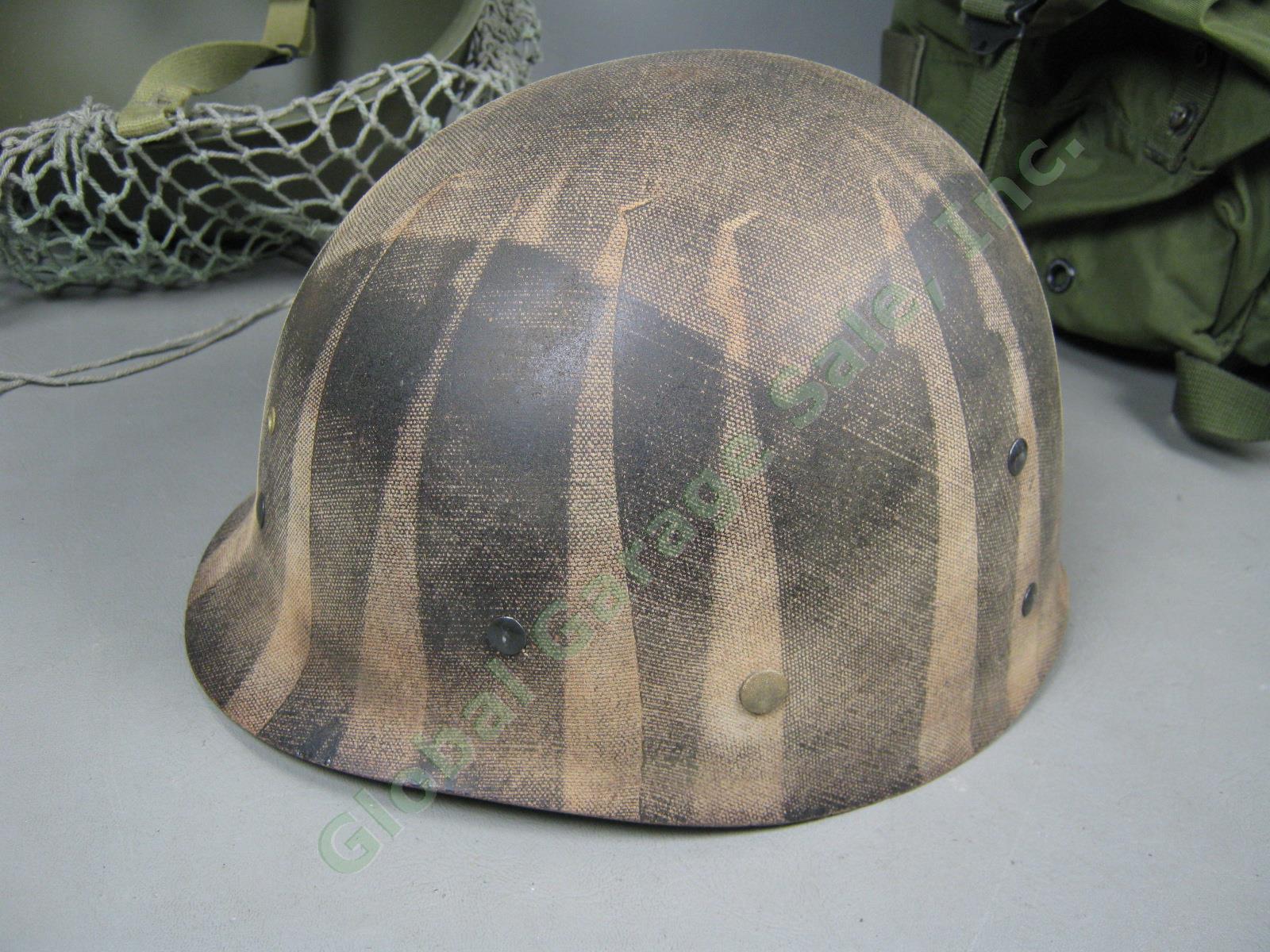 Vtg US Army Korean War M1 Helmet MSA Liner + ALICE LC-1 Large Combat Field Pack 4