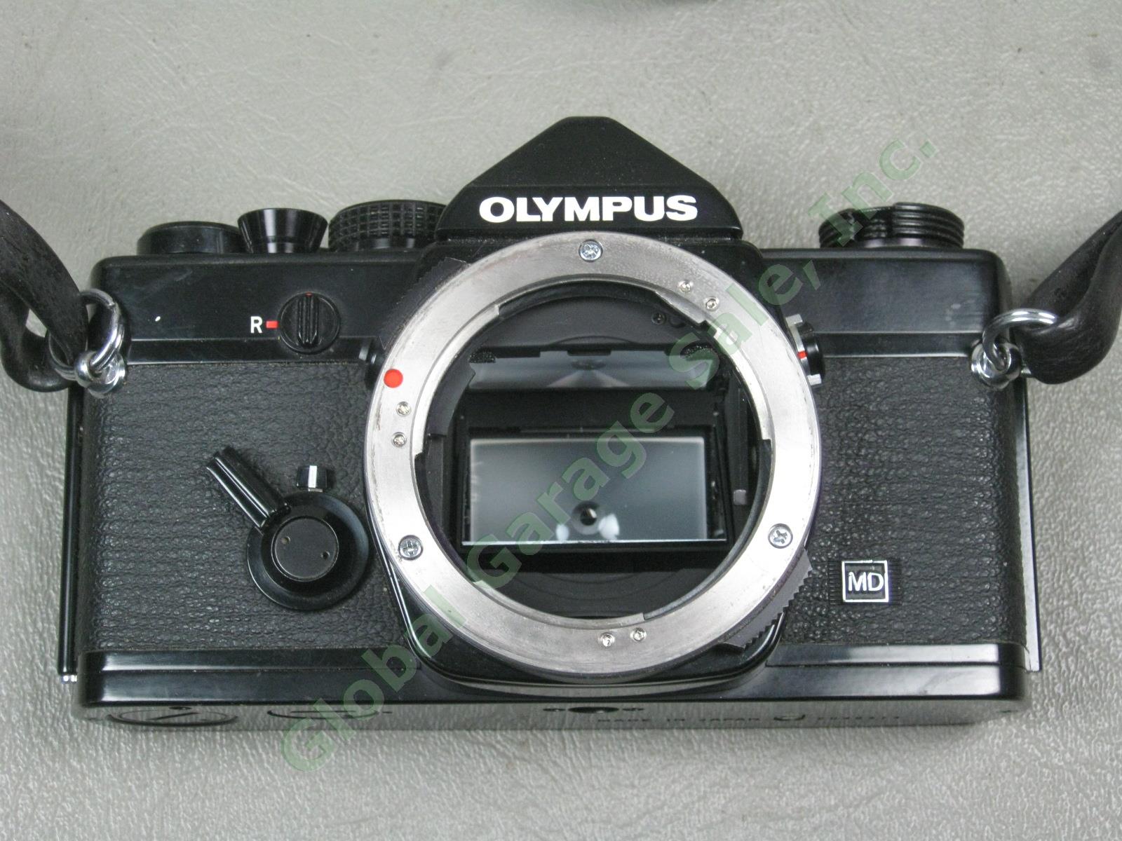 Black Olympus OM-1n 35mm SLR Zuiko Auto-S 50mm 70-200mm Zoom Lens Hot Shoe 4 Lot 1