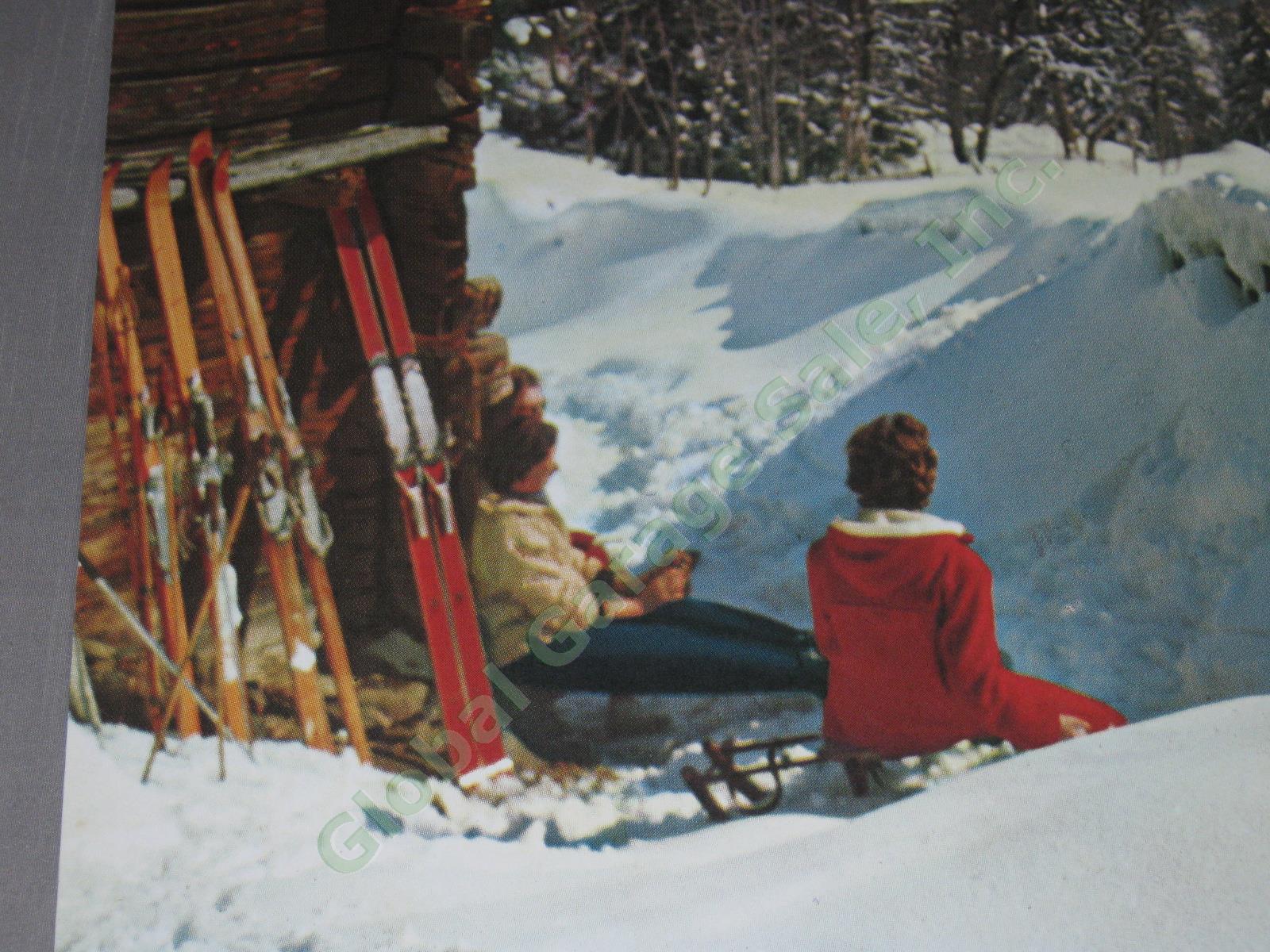 Vtg 1958 Swiss Travel Ski Poster Wengen Mannlichen Cable Car Tram Switzerland NR 4