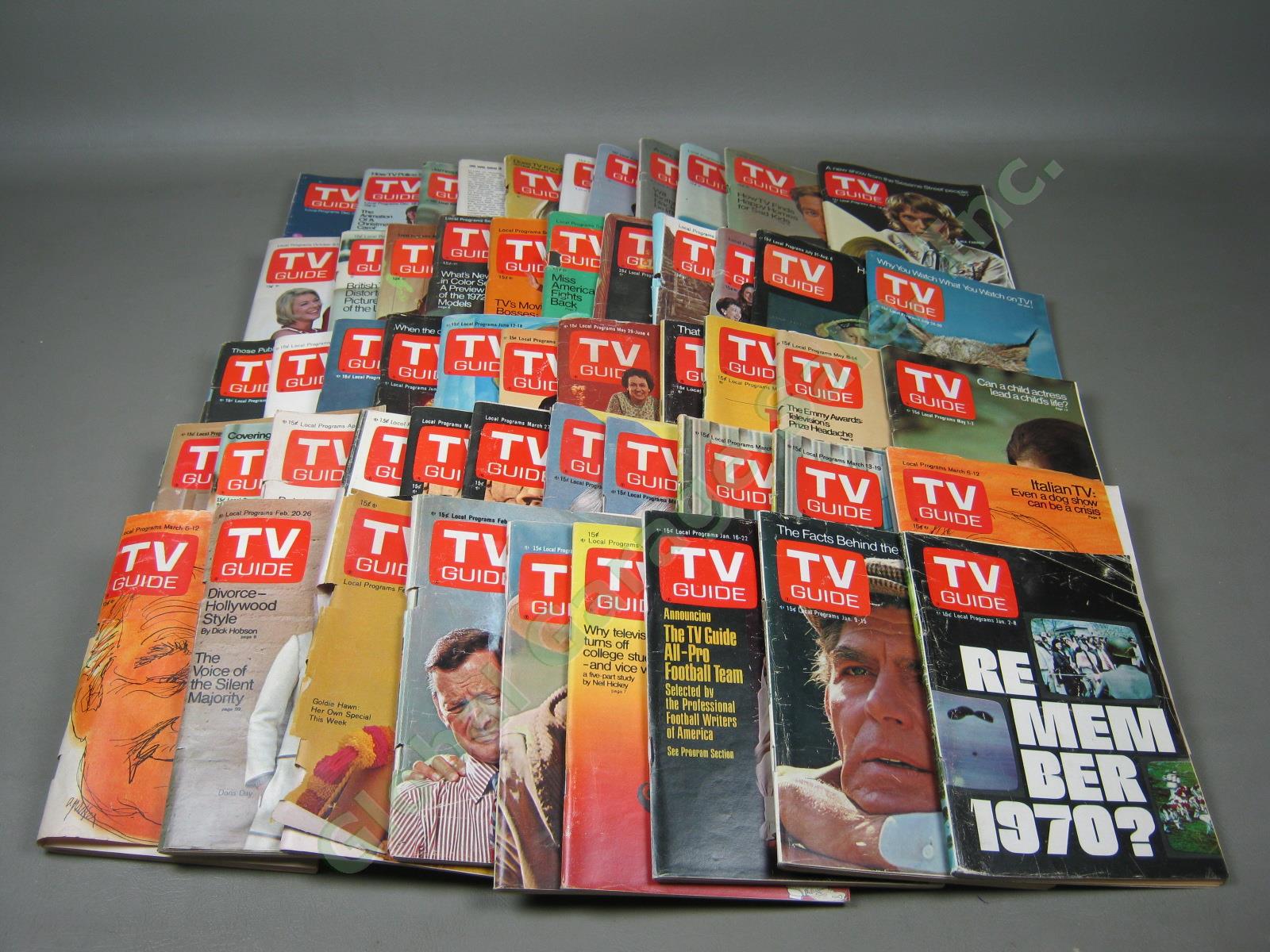 Vtg 1971 TV Guide Magazines Complete Year + Extras 54 Issues NO LABEL Lot Set NR 1