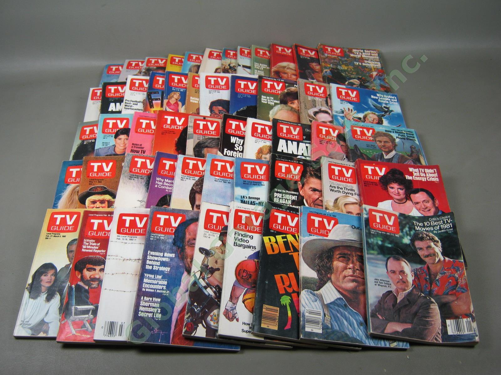 Vtg 1982 + 1983 TV Guide Magazines Complete Years 104 Issues NO LABEL Lot Set NR 1