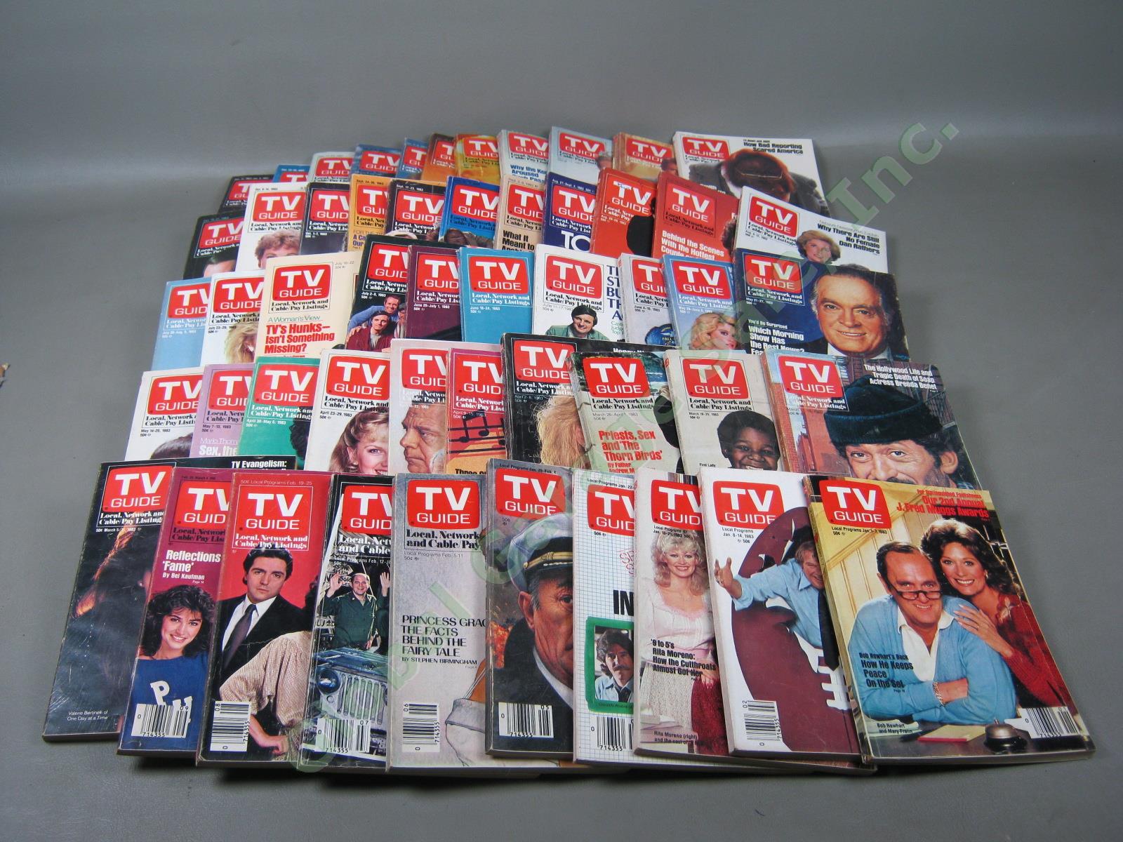 Vtg 1982 + 1983 TV Guide Magazines Complete Years 104 Issues NO LABEL Lot Set NR 2