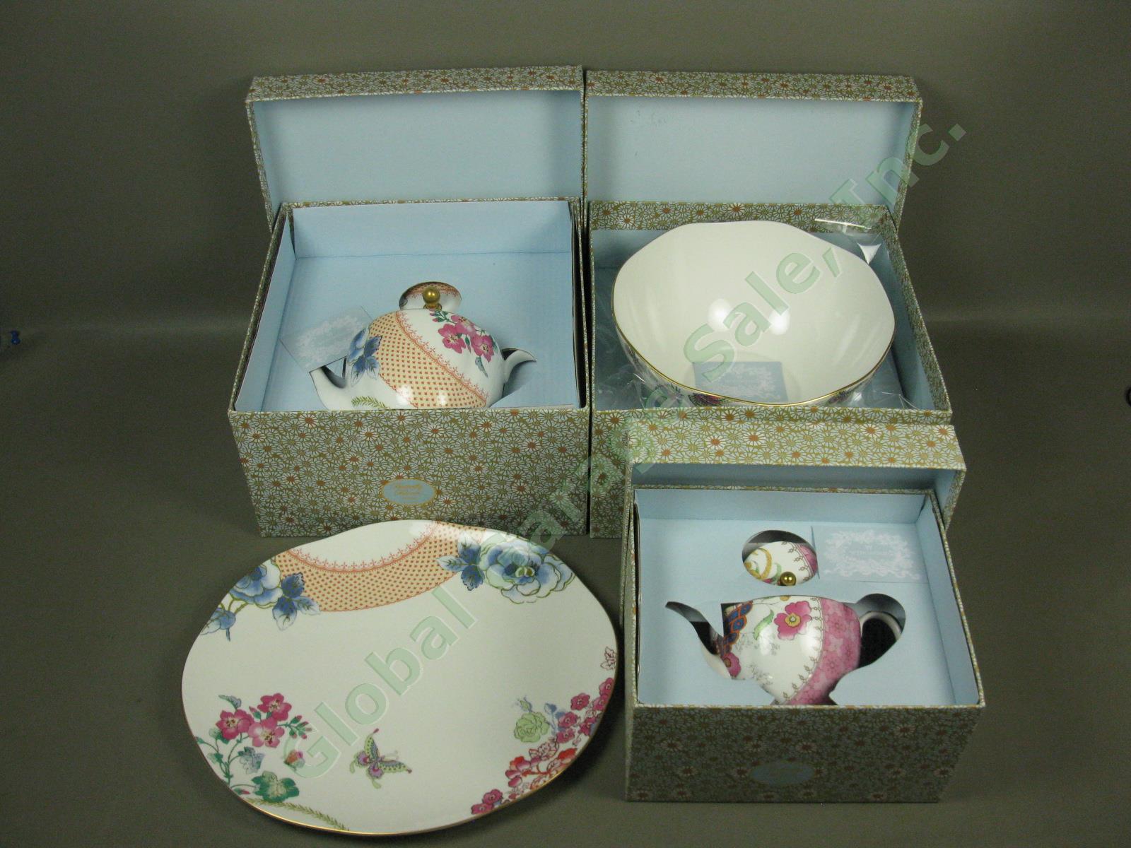 Wedgwood Butterfly Bloom Set W/ Boxes Serving Bowl Sm + L Teapots & Platter Lot