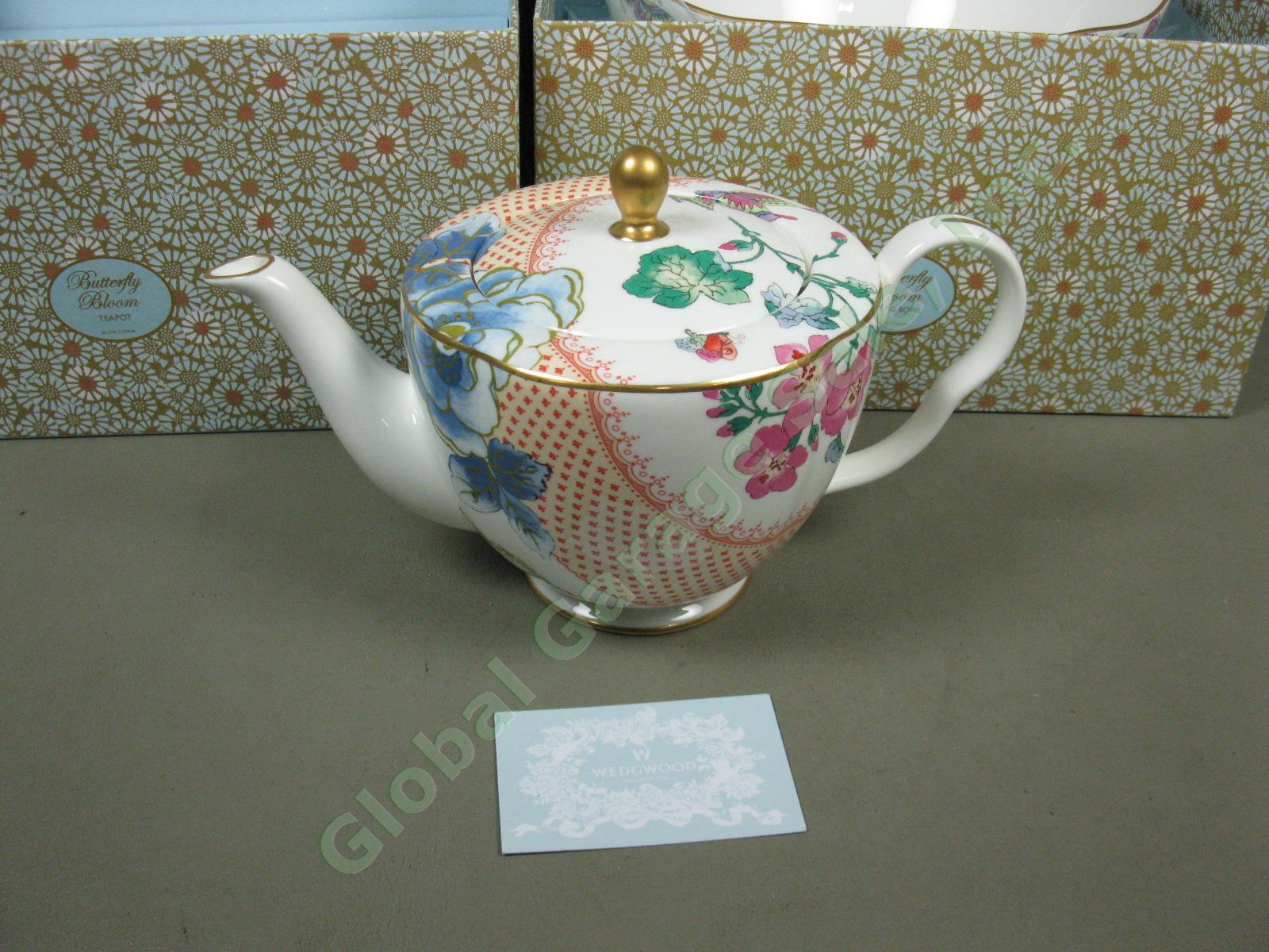 Wedgwood Butterfly Bloom Set W/ Boxes Serving Bowl Sm + L Teapots & Platter Lot 4