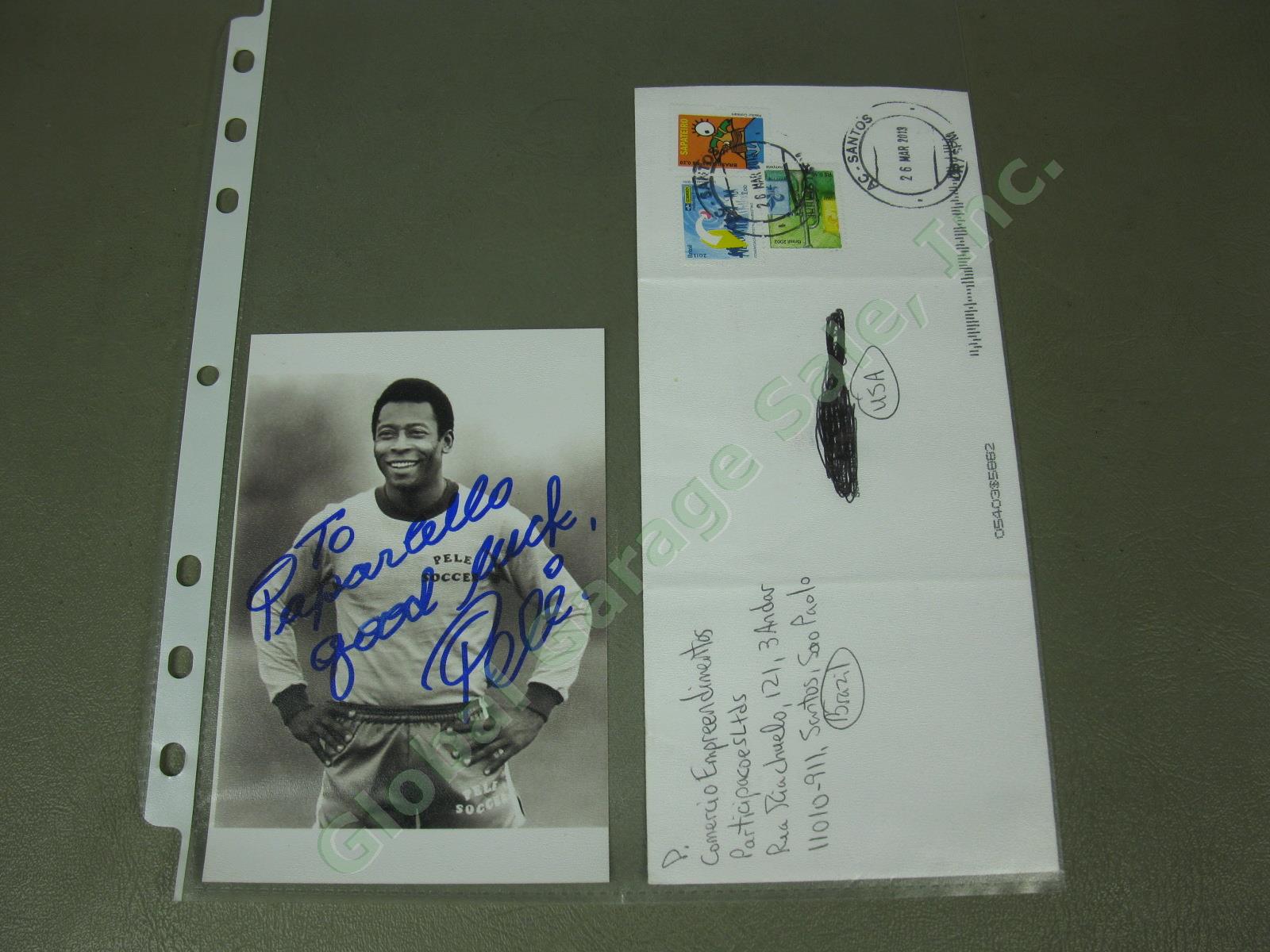Signed Auto Photo Lot Mickey Mantle 1967 Topps #15 Hank Aaron Larry Bird Pele NR 10
