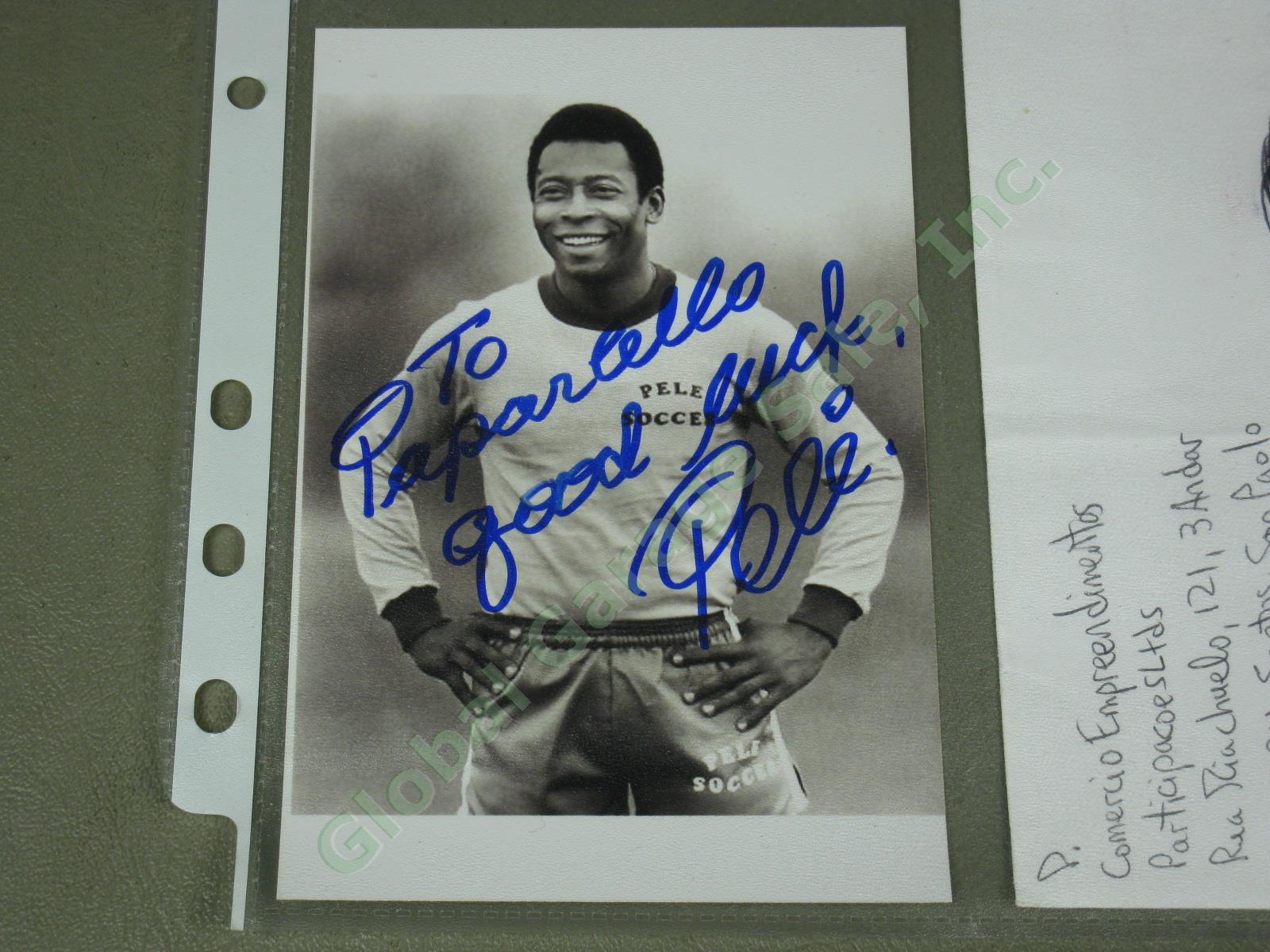 Signed Auto Photo Lot Mickey Mantle 1967 Topps #15 Hank Aaron Larry Bird Pele NR 11