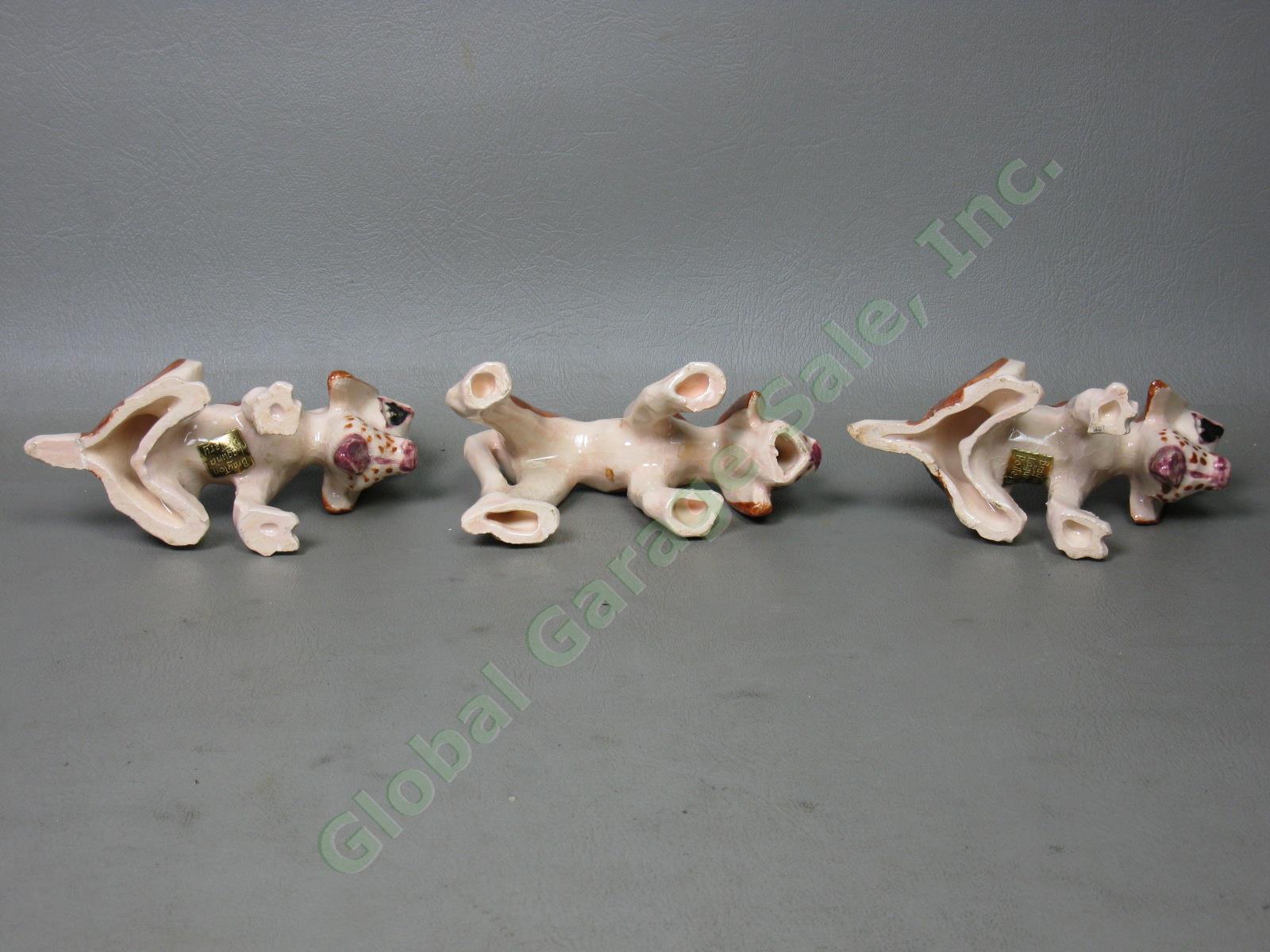 3 Vintage Brayton Laguna Beach CA Pottery Hound Dog Bloodhound Figurines Set NR! 5