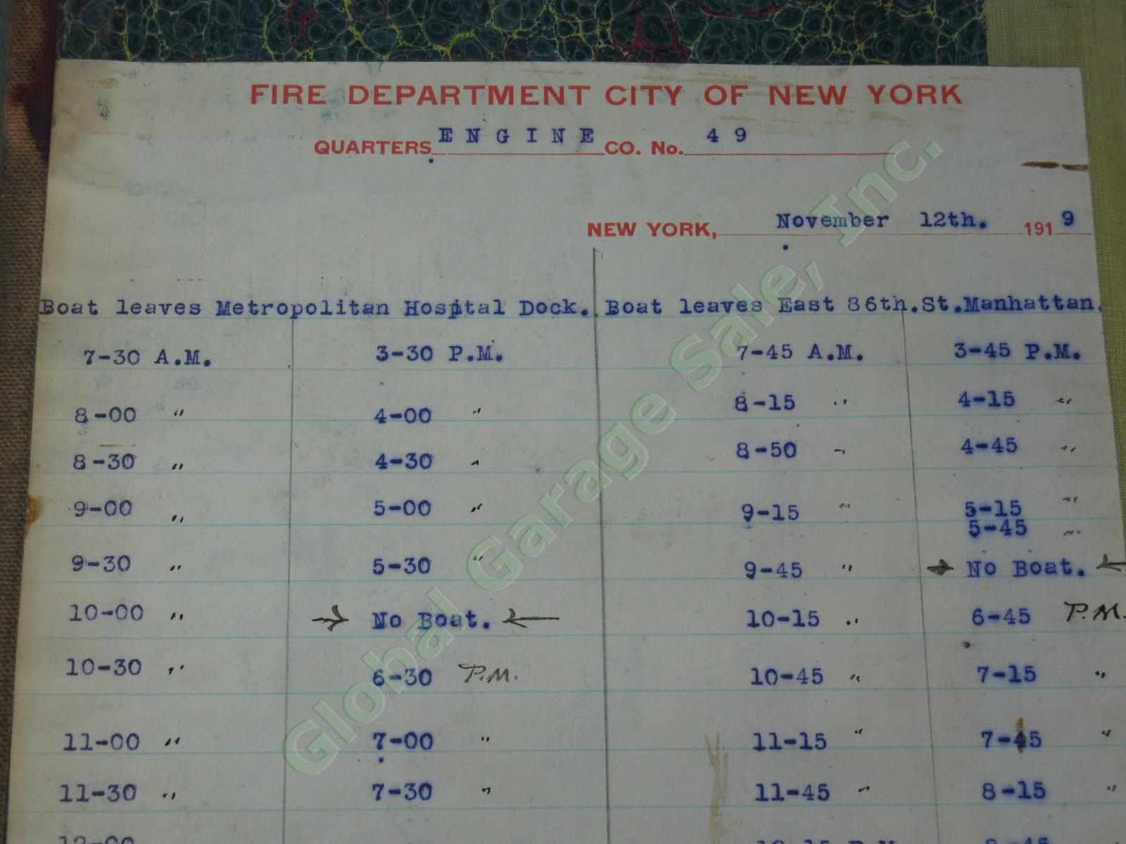 RARE 1919-20 FDNY Engine 49 Fire Dept Ledger Journal Blackwells Island NYC NYFD 7