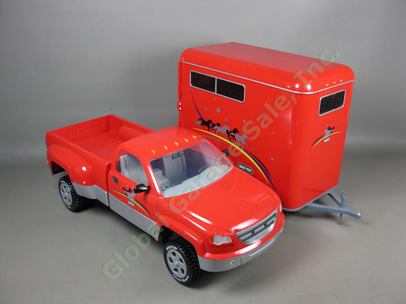Red Breyer Traditional Dually Pick-Up Truck + Two 2 Model Horse Trailer Lot NR!!