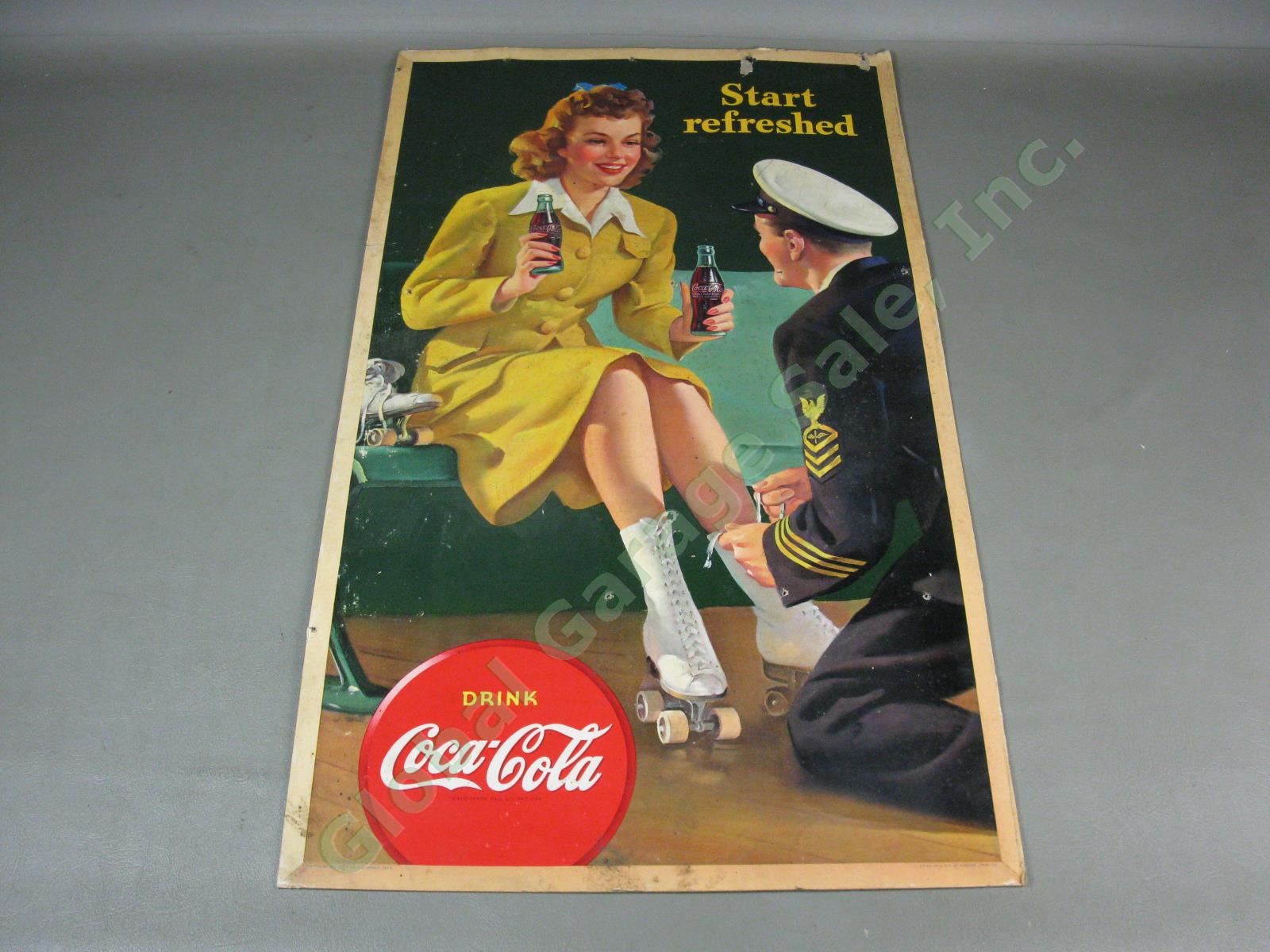 Rare 1943 Drink Coca Cola Start Refreshed Cardboard Litho Sign Judy Garland NR!