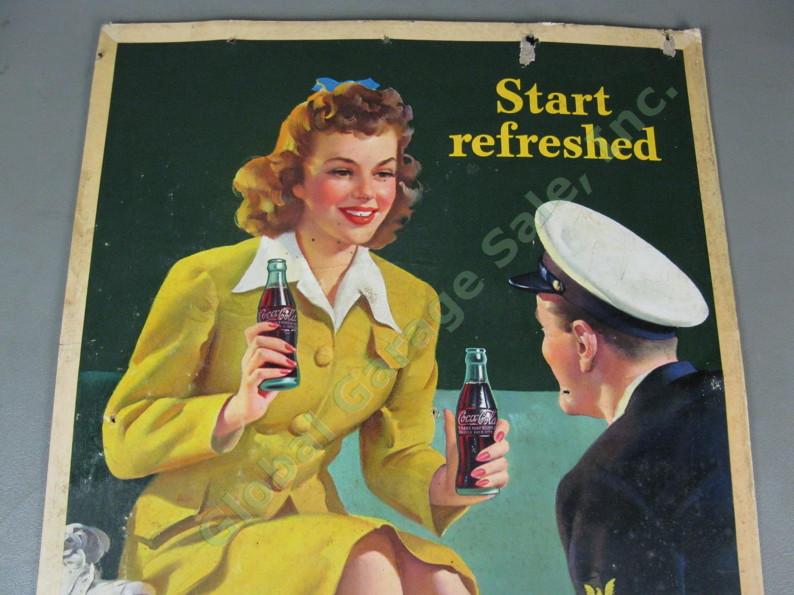 Rare 1943 Drink Coca Cola Start Refreshed Cardboard Litho Sign Judy Garland NR! 1
