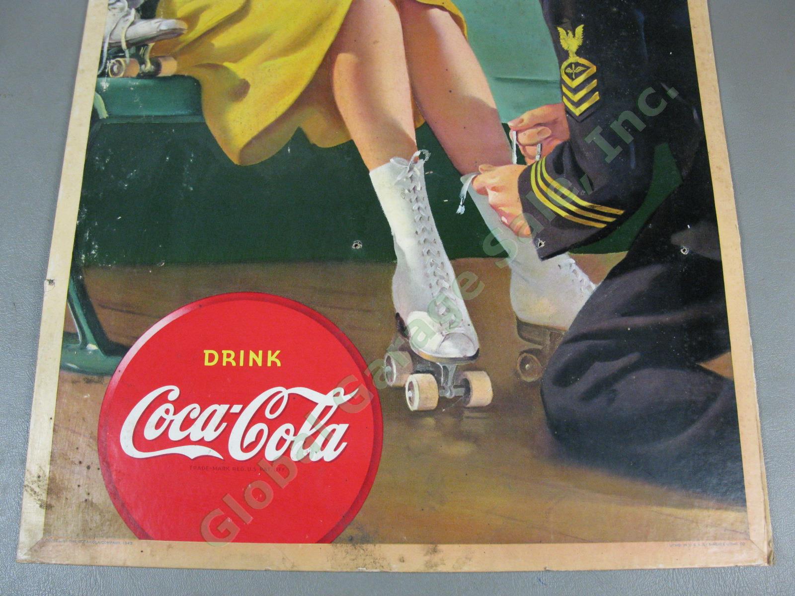 Rare 1943 Drink Coca Cola Start Refreshed Cardboard Litho Sign Judy Garland NR! 2