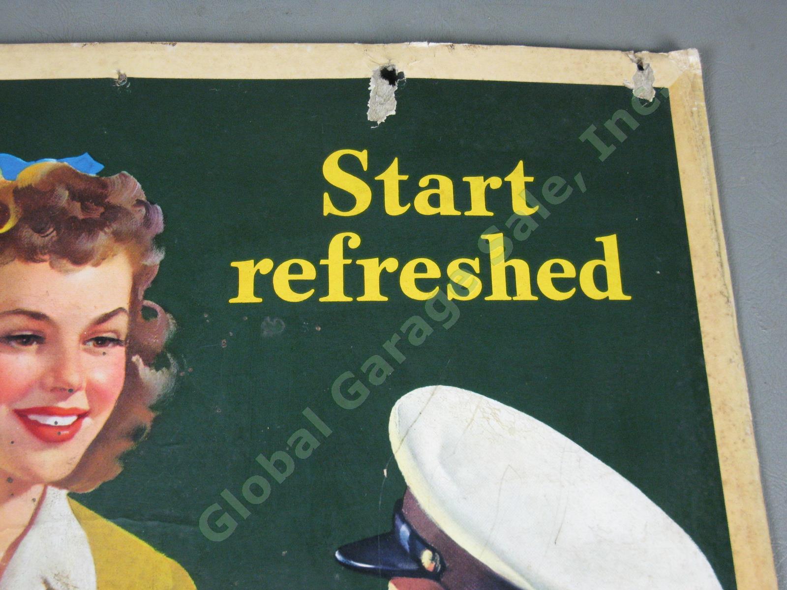 Rare 1943 Drink Coca Cola Start Refreshed Cardboard Litho Sign Judy Garland NR! 7